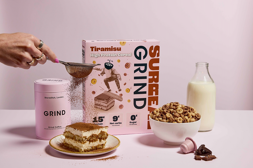 Grind and Surreal team up for protein-packed tiramisu cereal collab