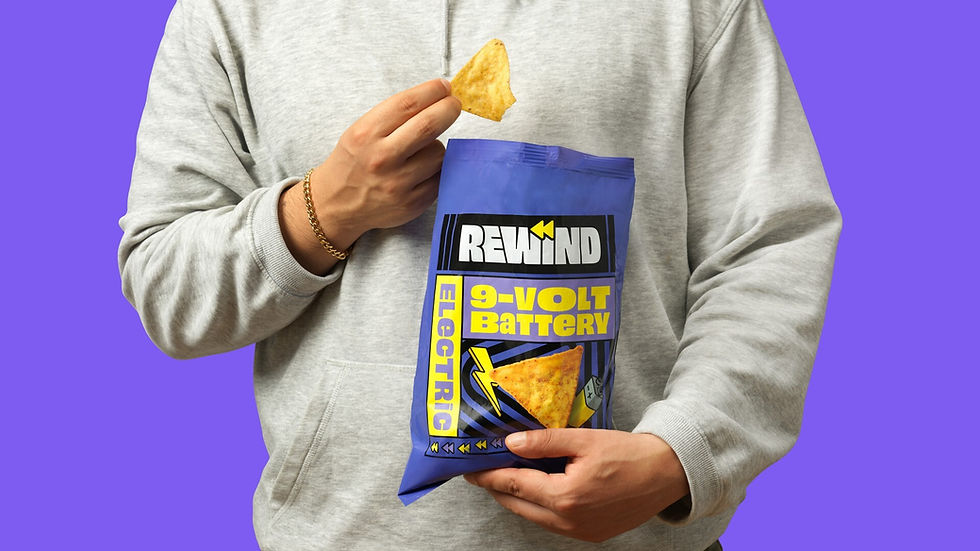 New snack brand Rewind unveils 9-volt battery-flavoured chips in the Netherlands