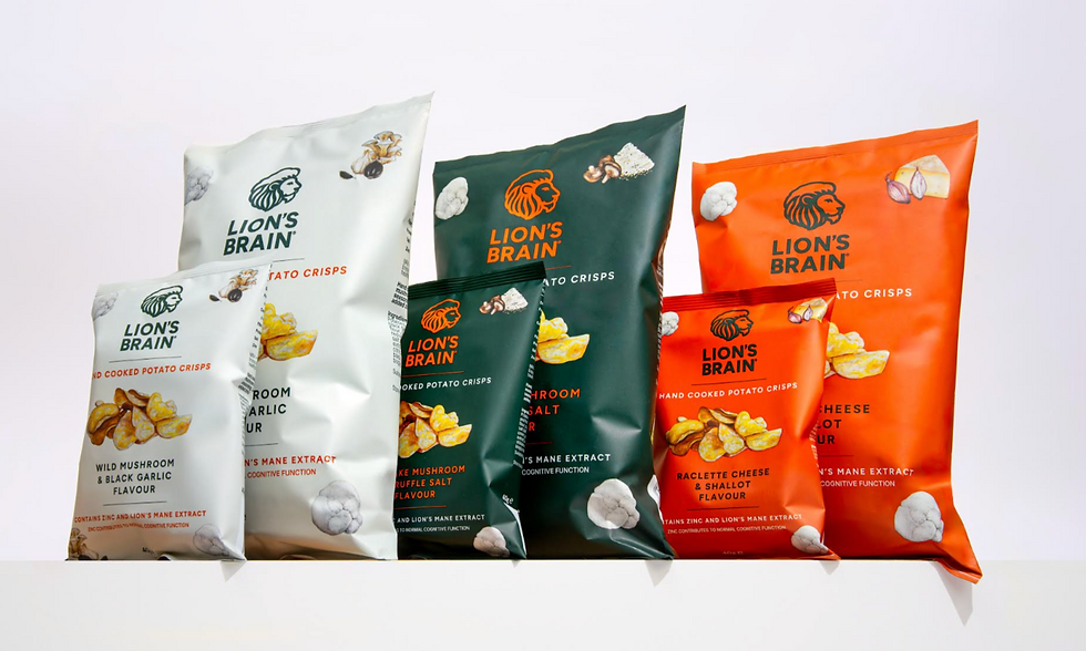 New Lion’s Brain crisp range taps functional mushrooms and premium snacking trends