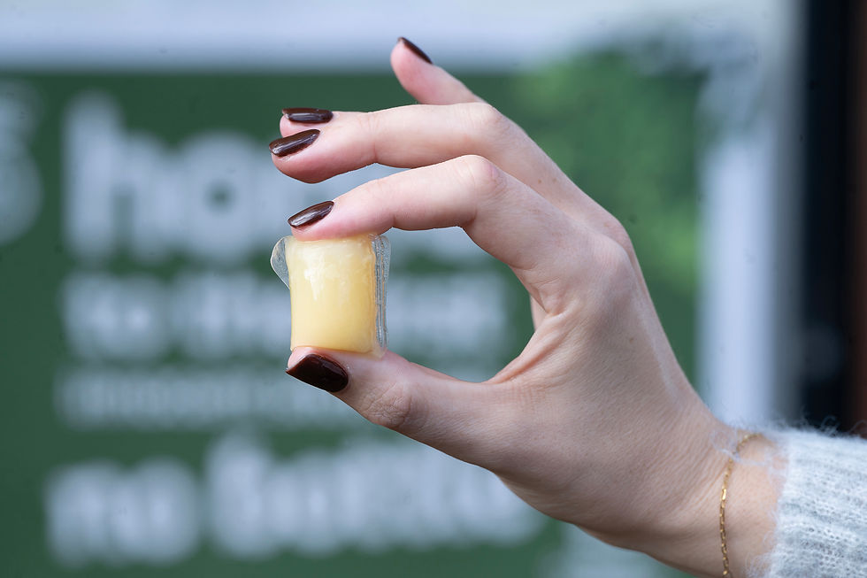 Innocent pilots ginger shots in edible packaging developed by Notpla