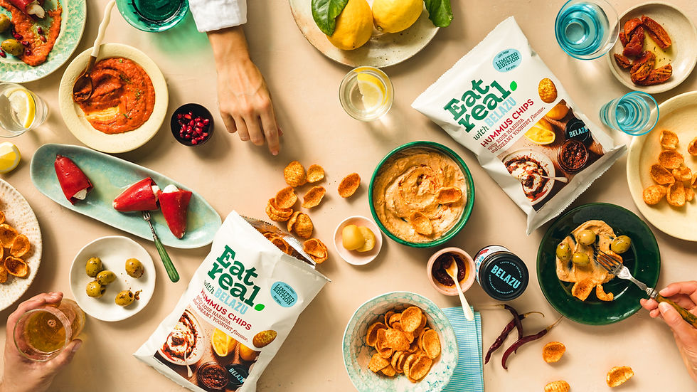 Eat Real and Belazu launch limited-edition Rose Harissa hummus chips