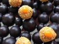 Coronation chicken balls with apricot puree