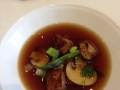 Mutton consomme, braised belly and onion toast