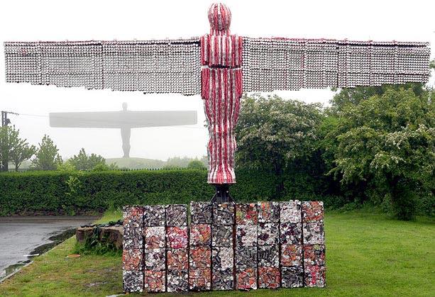 Coke can sculptures mark UK Recycle Week