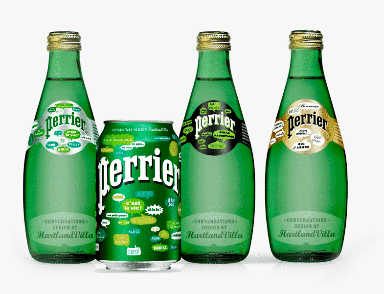 Perrier’s social media packaging learns to converse in French