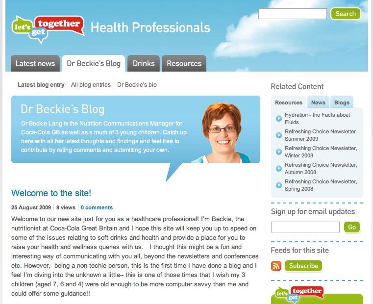 Coke launches website for health professionals
