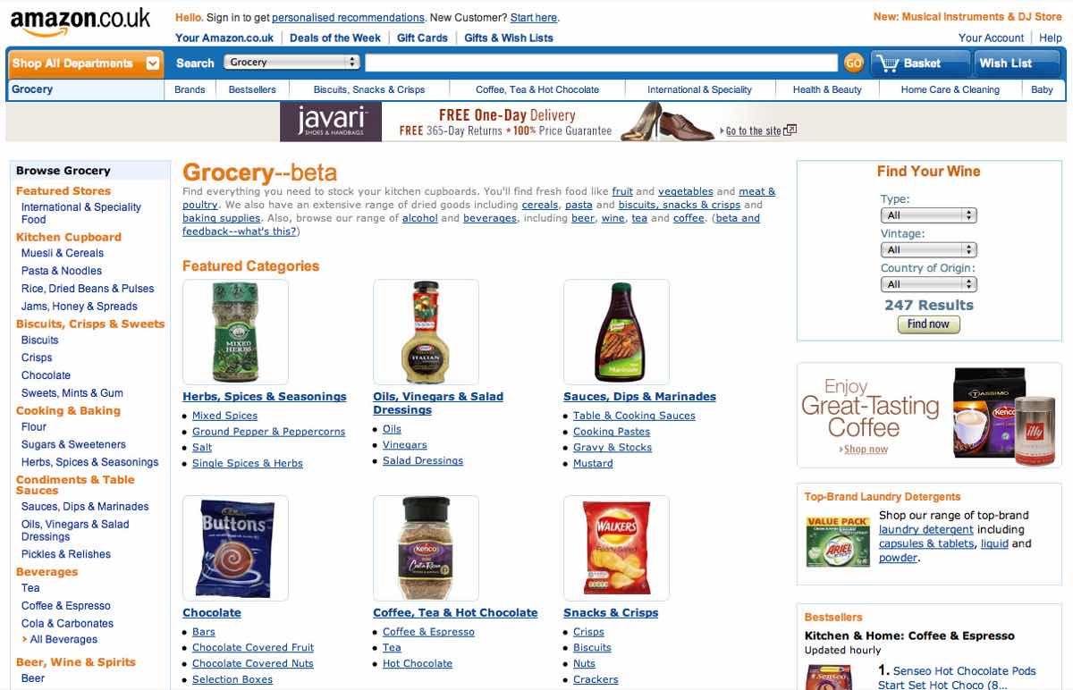 Amazon opens online grocer in UK