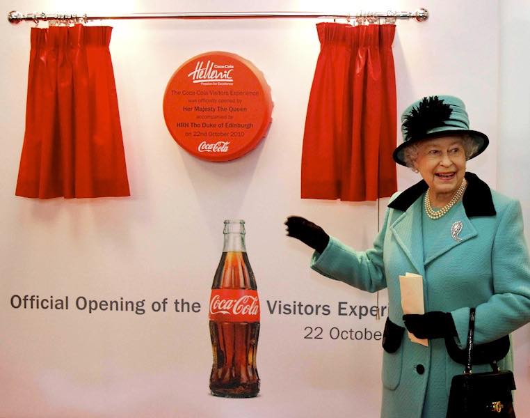The Queen visits Coca-Cola Hellenic bottling plant