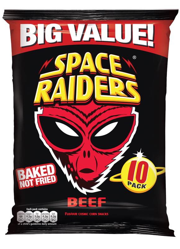 Space Raiders beef flavour in multipack format
