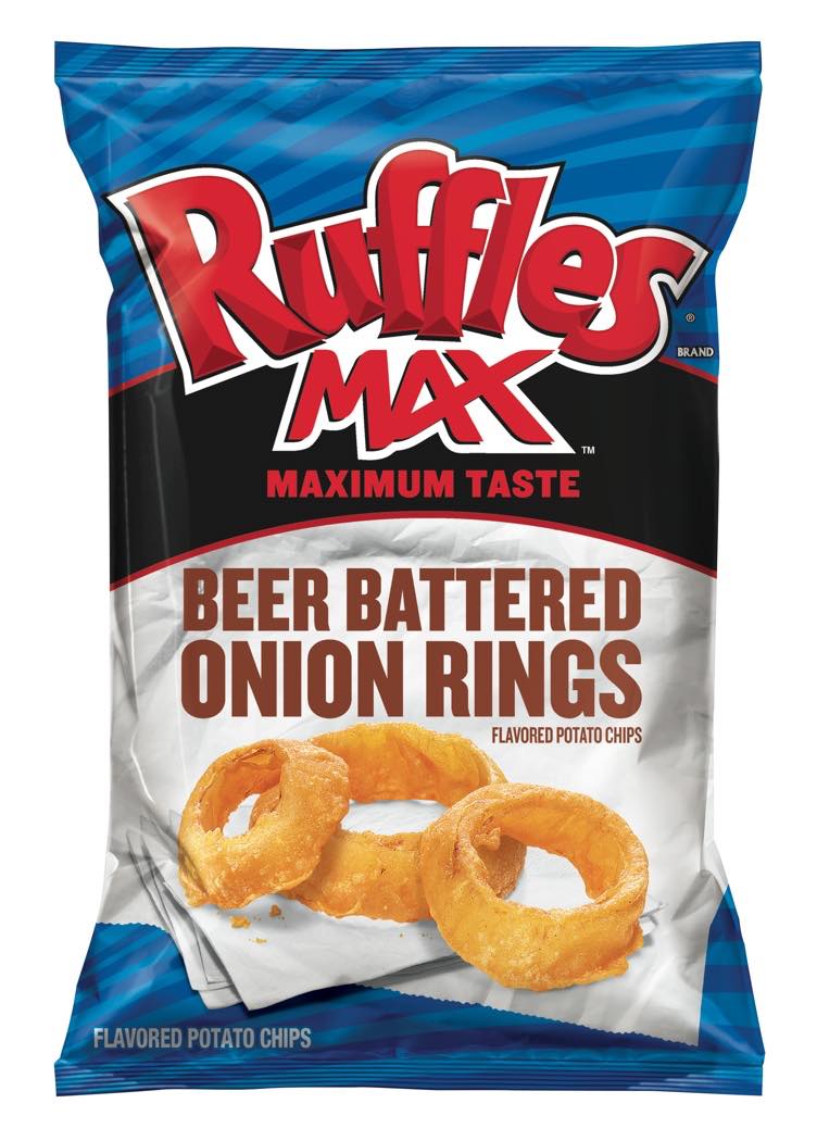 Ruffles MAX Beer-Battered Onion Ring flavoured potato chips