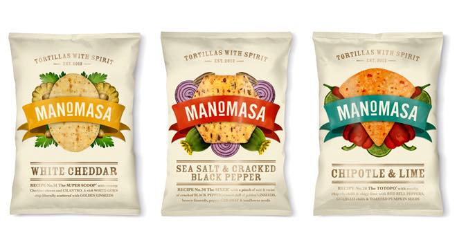 Manomasa tortilla chips from All Good, designed by Pearlfisher