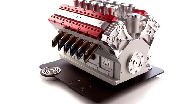 The espresso machine shaped like a car engine