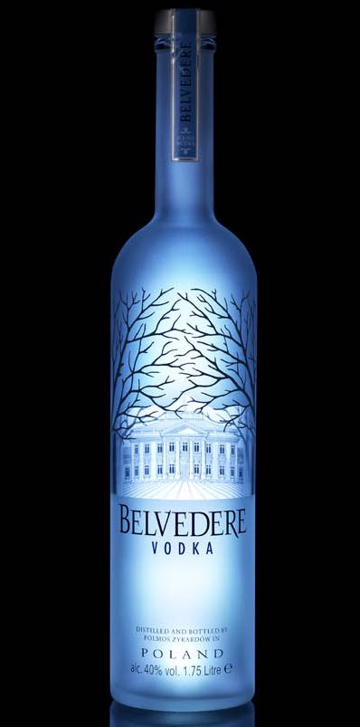 Belvedere Vodka illuminated bottle