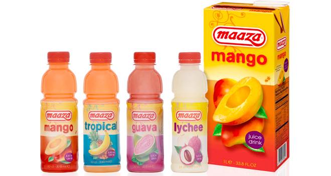 New design for Maaza tropical fruit drinks in 33cl format