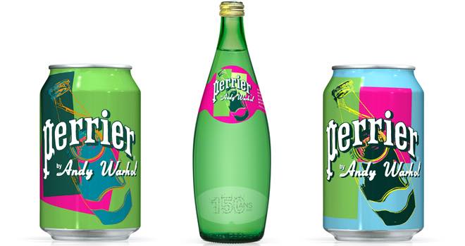 Andy Warhol cans and bottles for Perrier brand