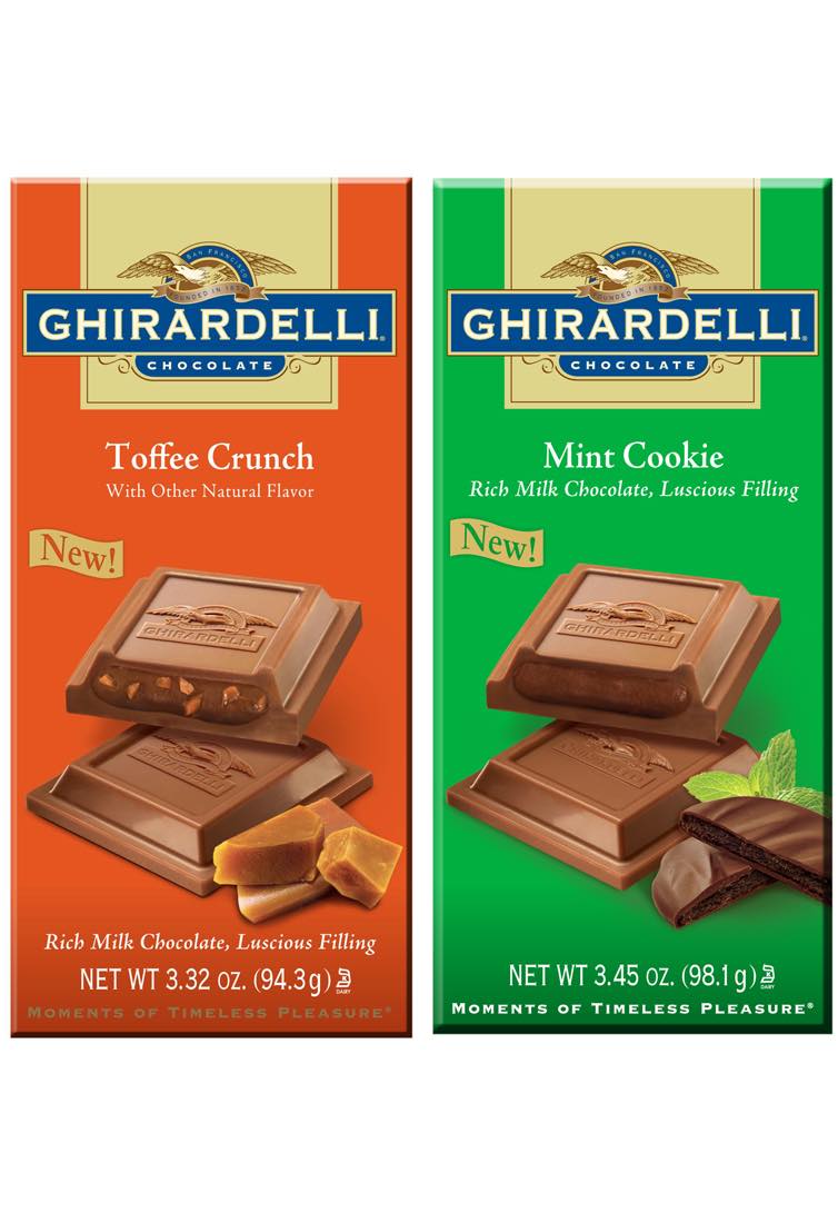 Ghirardelli Mint Cookie and Toffee Crunch chocolate bars