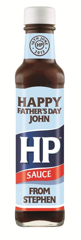 Personalised HP Sauce bottle to celebrate Father's Day