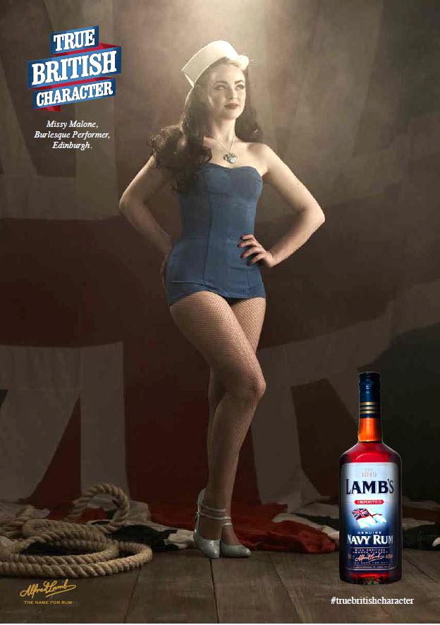 Lamb's Navy Rum brand campaign features burlesque performer Missy Malone
