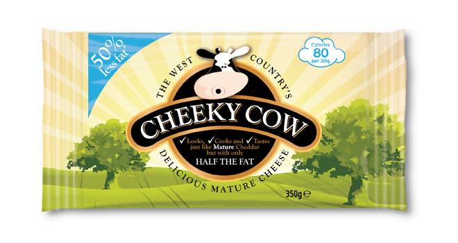 Cheeky Cow half-fat Cheddar-style cheese