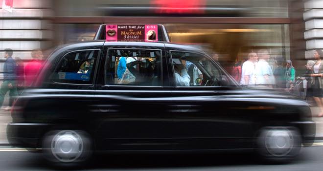 Magnum ads shows up on temperature-controlled London black cabs