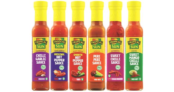New packaging design for Tropical Sun sauces