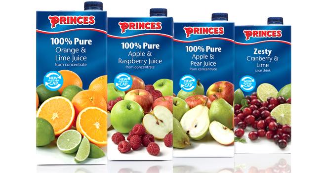 Princes drives growth with four new juices in new pack design