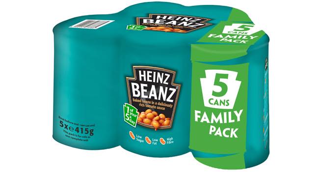 Odd-numbered five-can Beanz multipacks from Heinz