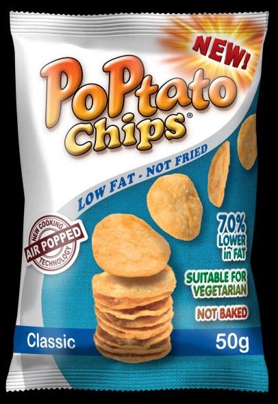 Popped Snacks PoPtato Chips made using 'air popping' technology