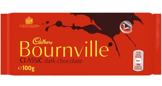New 100g block format for Cadbury Bournville chocolate