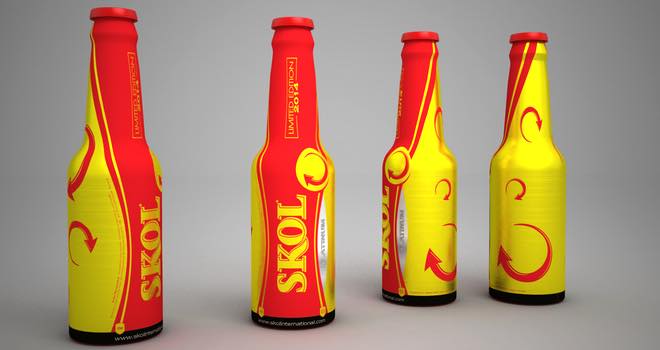 Skol Platinum Beer in Ball's Impact Bottles