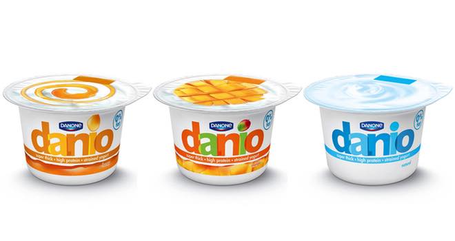Mango, Honey and Plain Danio strained yogurt from Danone