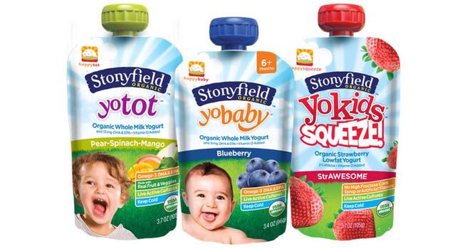Stonyfield & Happy Family yogurt pouches