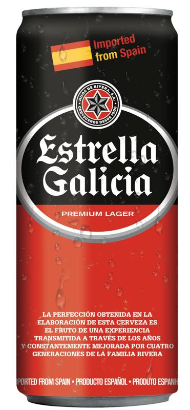 Estrella Galicia lager in 500ml can for UK market