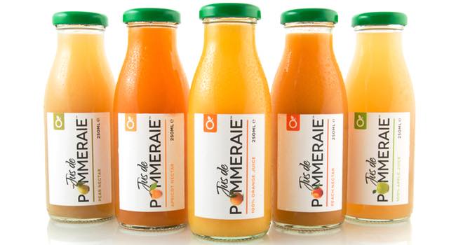 Peach, pear and apricot fruit nectars from Jus de Pommeraie