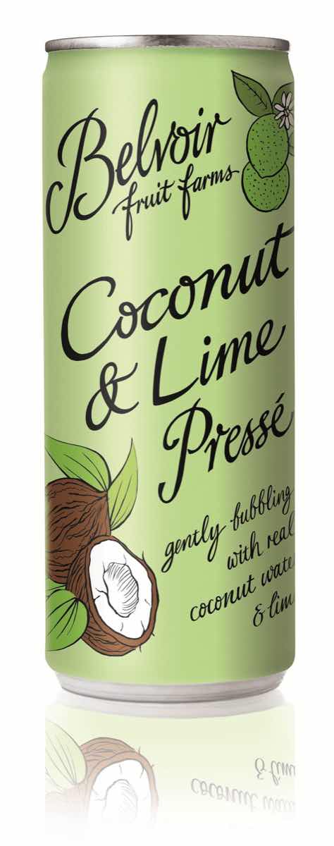 Belvoir Fruit Farms Coconut & Lime Pressé in a can