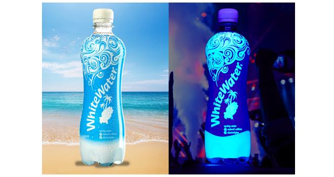 WhiteWater spring water with glow-in-the-dark sleeves by CCL