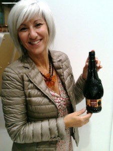 Roberta Gualtieri, marketing manager, Sipa, shows off the new PET bottle designed for Amarula liqueur of South Africa.