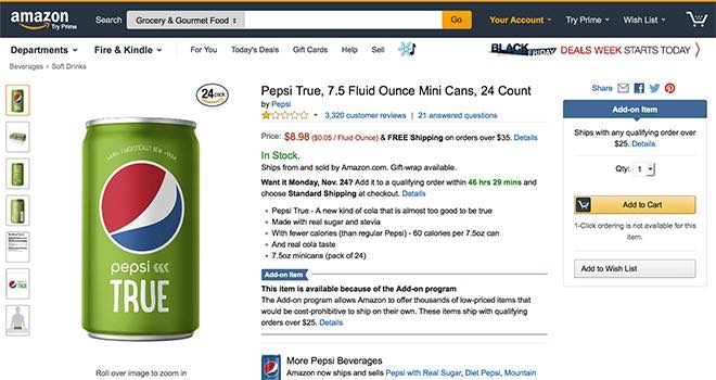 Pepsi True reinstated on Amazon.com after activist action