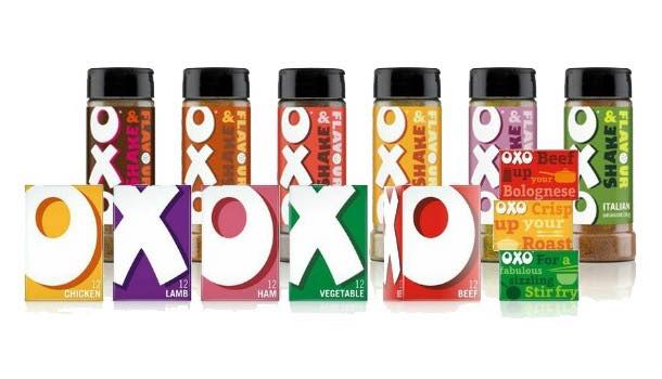 Oxo labels stripped and injected with colour by design firm