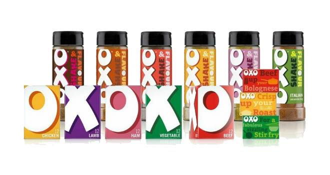 Oxo labels stripped and injected with colour by design firm