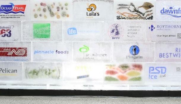Frozen food federation builds huge ice wall to highlight food waste problem