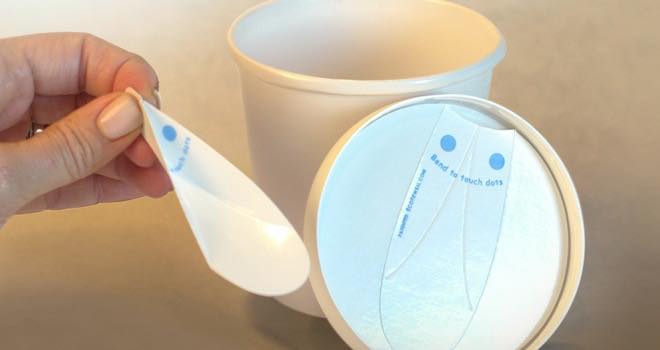 EcoTensil develops yogurt pot lid with pop-out paperboard spoon