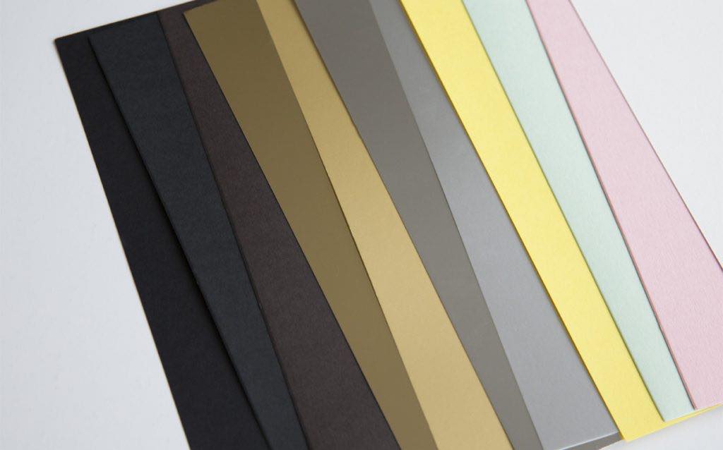 The range of paper includes nine matte colours and two gloss.