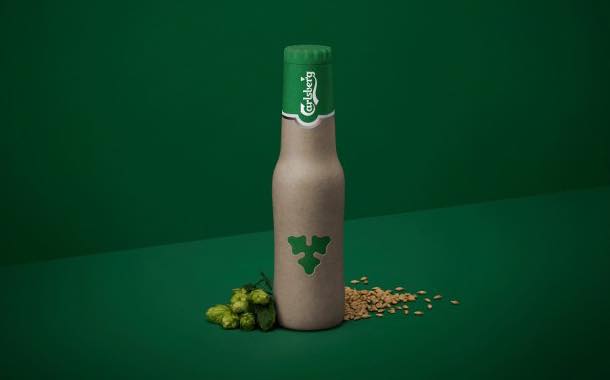 Carlsberg unveils new green fiber bottle design