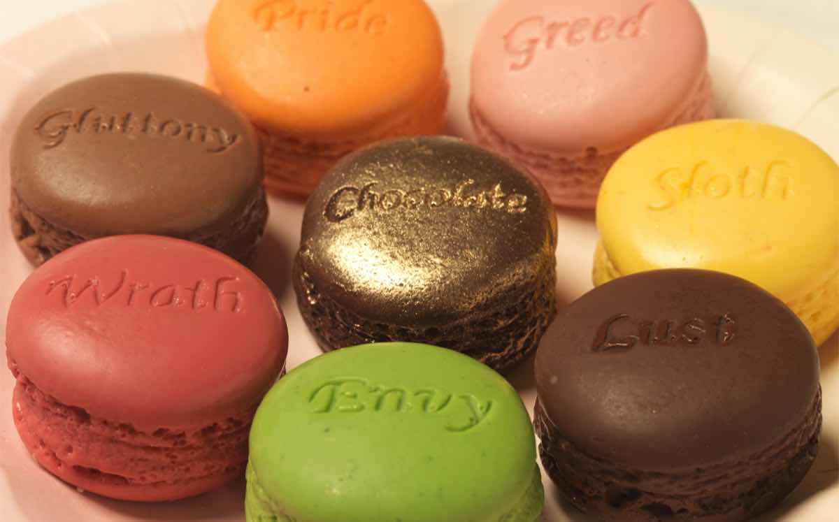 …as well as macarons suggesting that love is the eighth deadly sin.