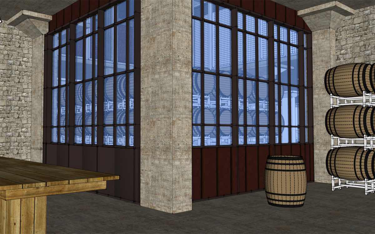 Sketches show what the tasting room at the Relay site will look like.
