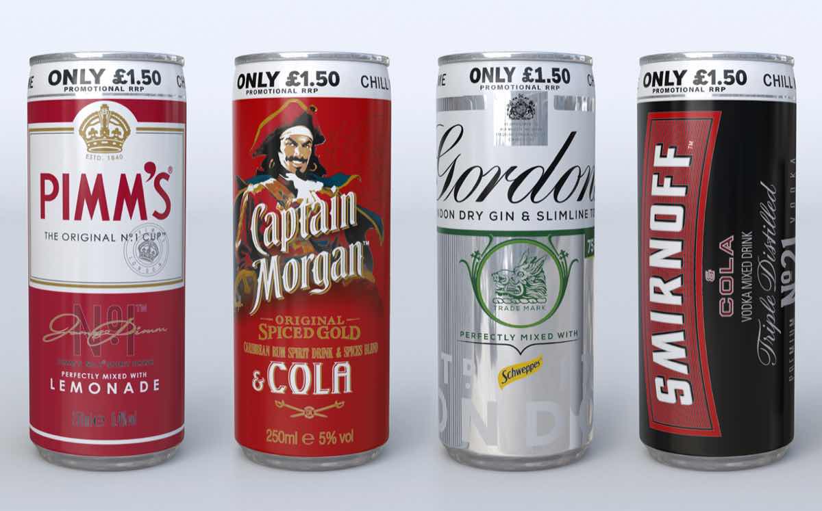 Diageo overhauls alcohol pre-mix portfolio with price-marked cans