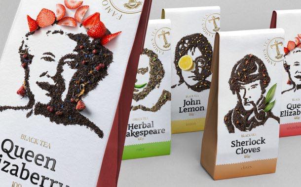 Russian brand recreates famous faces in tea for new pack design