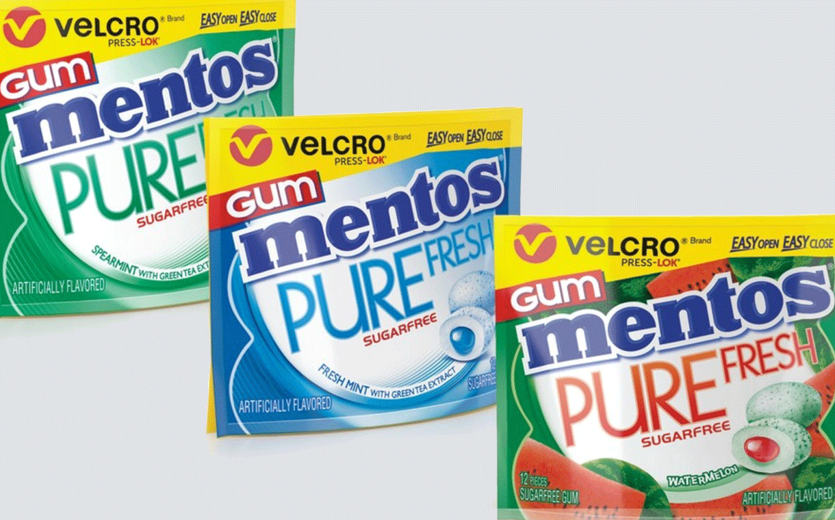 Perfetti Van Melle uses Velcro closure for Mentos gum packs