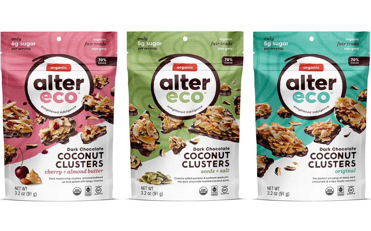 Alter Eco unveils Dark Chocolate Coconut Clusters snack range